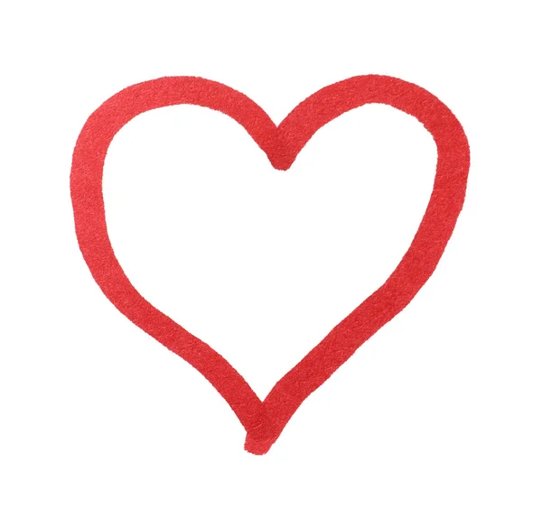 Beyaz Arkaplanda Kırmızı Işaretli Kalp Üst Görünüm — Stok fotoğraf
