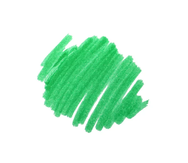 Stroke Drawn Green Marker Isolated White Top View — Stock Photo, Image