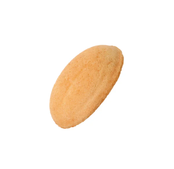 Metade Delicioso Biscoito Forma Noz Isolado Branco — Fotografia de Stock