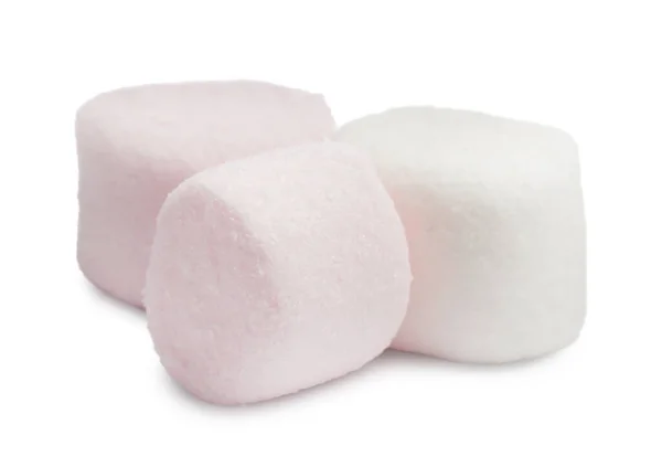 Heerlijke Zoete Gezwollen Marshmallows Witte Achtergrond — Stockfoto
