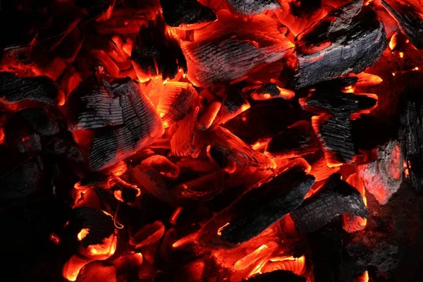 Шматочки Гарячого Розплавленого Вугілля Фон Вид Зверху — стокове фото