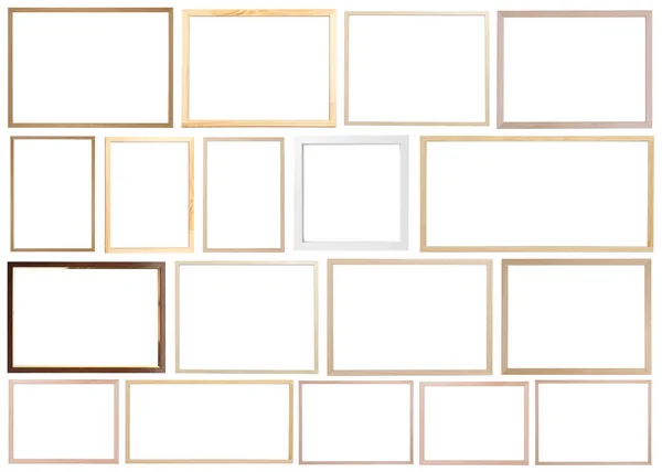 Conjunto Muchos Marcos Diferentes Aislados Blanco —  Fotos de Stock