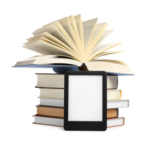 Modern Book Stack Hardcover Books Isolated White — Zdjęcie stockowe