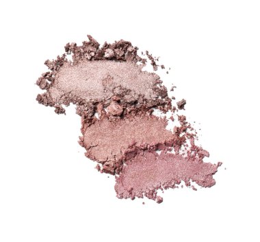 Crushed eye shadows on white background. Professional makeup product