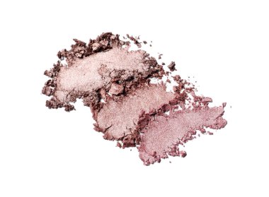 Crushed eye shadows on white background. Professional makeup product