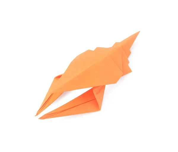 Origami Kunst Handgemachte Orangefarbene Papierkrebse Auf Weißem Hintergrund — Stockfoto