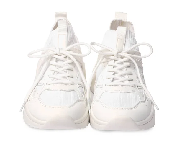 Ζεύγος Κομψών Sneakers Που Απομονώνονται Λευκό — Φωτογραφία Αρχείου