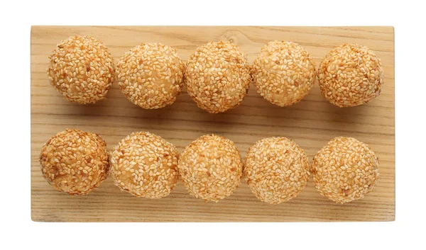 Delicious Sesame Balls White Background Top View — Stock Photo, Image