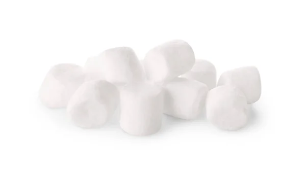 Pile Guimauves Sucrées Gonflées Isolées Sur Blanc — Photo