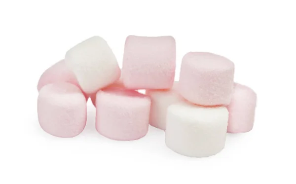 Pile Delicious Sweet Marshmallows White Background — Stockfoto