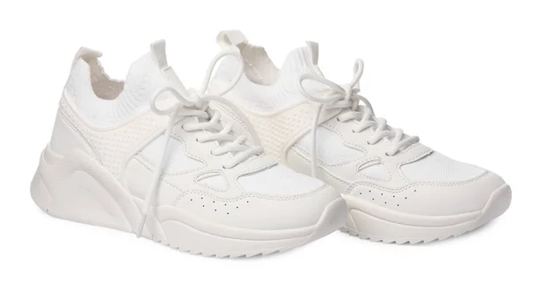 Ζεύγος Κομψών Sneakers Που Απομονώνονται Λευκό — Φωτογραφία Αρχείου