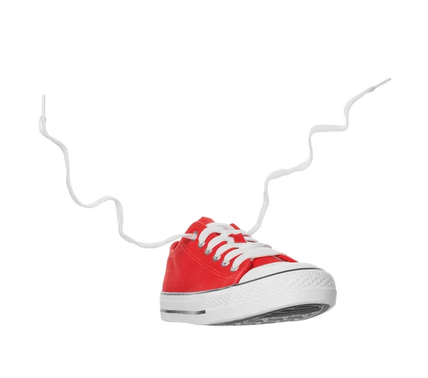 Rode Klassieke Old School Sneaker Geïsoleerd Wit — Stockfoto