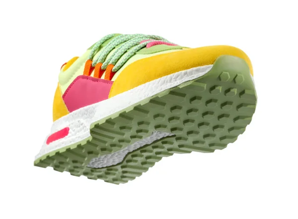 One Stylish Colorful Sneaker Isolated White Closeup — Stock Photo, Image
