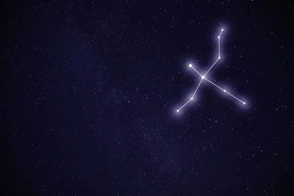 Konstelacja Łabędzia Cygnus Stick Wzór Figury Gwiaździstym Nocnym Niebie — Zdjęcie stockowe