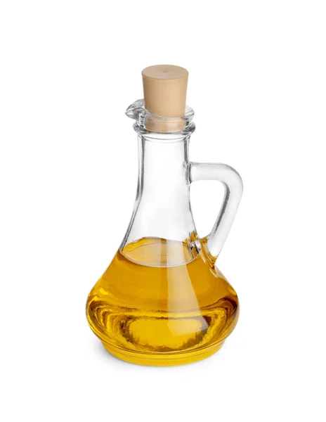 Glass Jug Cooking Oil Isolated White — Stock Photo, Image