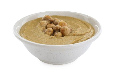 Beyaz üzerine izole edilmiş lezzetli mantar kremalı çorba.