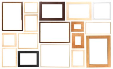 Beyaz üzerine izole edilmiş birçok farklı çerçeve kümesi