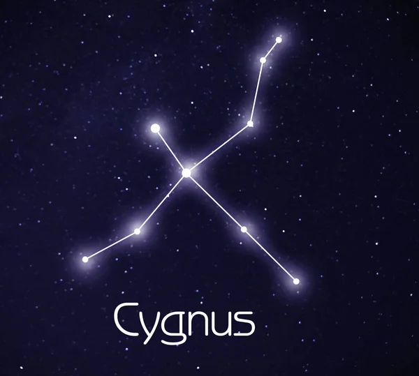 白鳥座 シグナス 星空の中でスティックフィギュアパターン — ストック写真