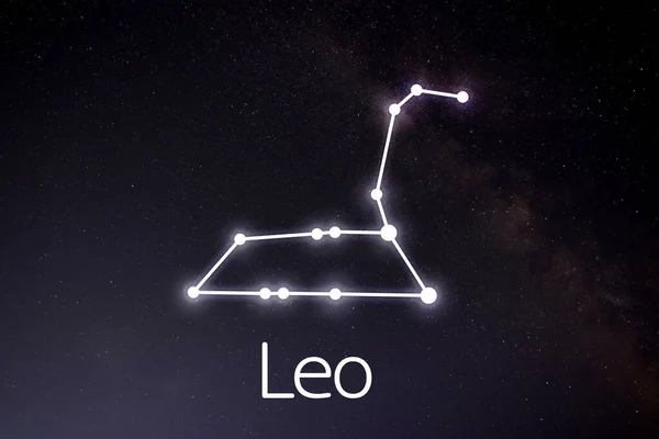 Konstelacja Leo Lwa Stick Wzór Figury Gwiaździstym Nocnym Niebie — Zdjęcie stockowe