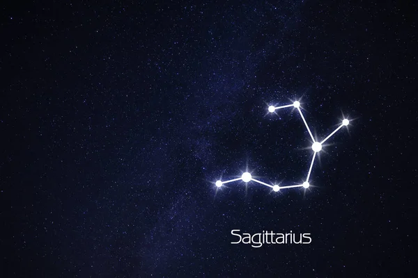 Constelación Sagitario Archer Figura Patrón Palo Cielo Estrellado Noche —  Fotos de Stock