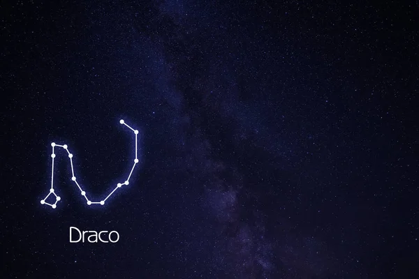 Konstelacja Draco Dragon Stick Wzór Figury Gwiaździstym Nocnym Niebie — Zdjęcie stockowe