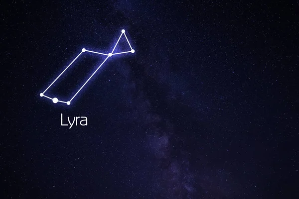 Lyra Konstellationen Stick Figur Mönster Stjärnklar Natthimmel — Stockfoto