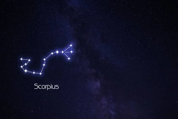 Skorpionkonstellation Scorpion Stick Figur Mönster Stjärnklar Natthimmel — Stockfoto