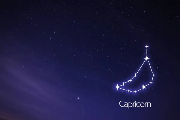 カプリコーナス Capricorn 星空の中でスティックフィギュアパターン — ストック写真