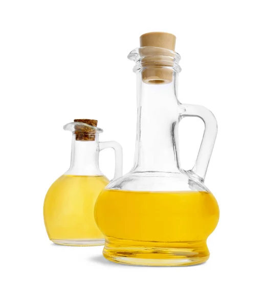 白い背景に調理油のガラス瓶 — ストック写真