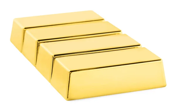 Many Shiny Gold Bars Isolated White —  Fotos de Stock