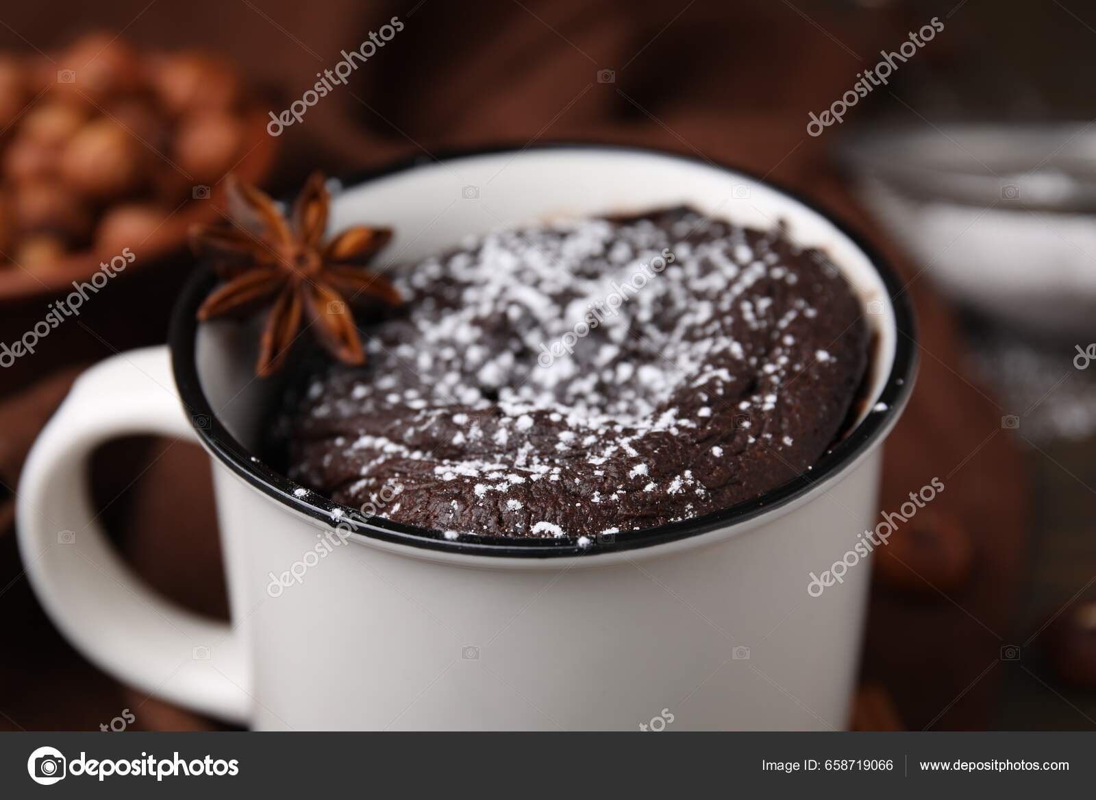 Tasty Chocolate Mug Pie Anise Table Closeup Microwave Cake Recipe Stock  Photo by ©NewAfrica 658719066