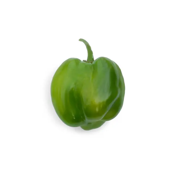 Fresh Raw Green Hot Chili Pepper Isolated White Top View — Stock Photo, Image