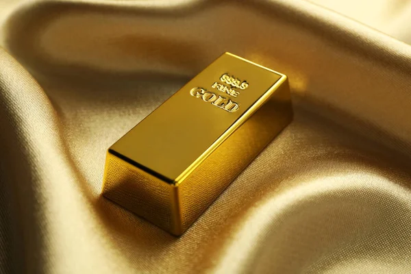 Gold Bar Shiny Silk Fabric Closeup —  Fotos de Stock