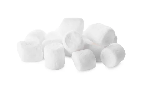 Haufen Süßer Geschwollener Marshmallows Isoliert Auf Weißem Grund — Stockfoto