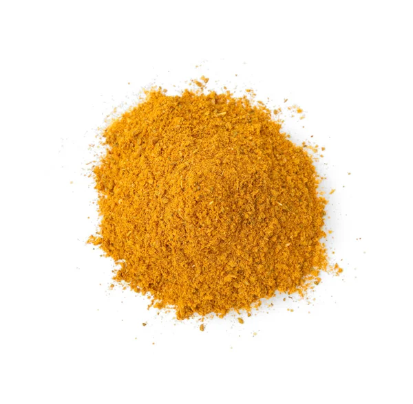 Heap Curry Powder Isolated White Top View — Stock Photo, Image
