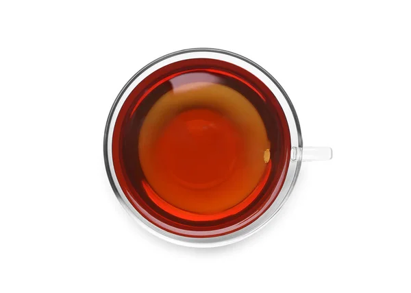Beyaz Manzaralı Cam Bardak Çay — Stok fotoğraf