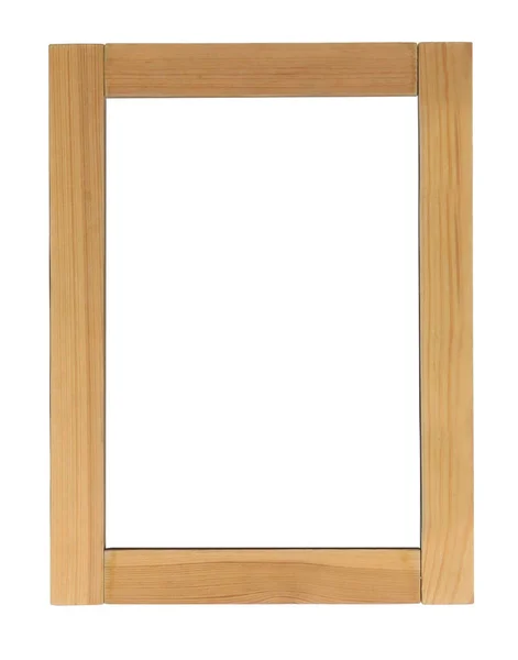 Dřevěný Rám Izolovaný Bílém Zrcadlo Fotografie Obraz Malba Další — Stock fotografie