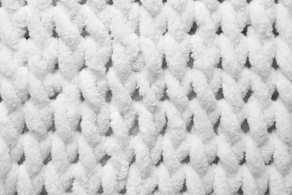 Tessuto Bianco Lavorato Maglia Come Sfondo Vista Dall Alto — Foto Stock