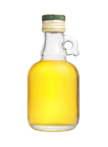 Стеклянная Бутылка Растительного Масла Изолирована Белом — стоковое фото