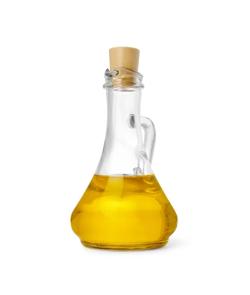 Glass Jug Cooking Oil Isolated White — Foto Stock