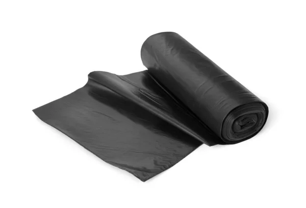 Roll Black Garbage Bags Isolated White — Stock Photo, Image