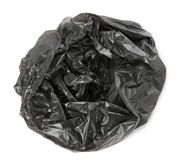 Schwarzer Müllsack Isoliert Auf Weißem Grund Ansicht Von Oben — Stockfoto