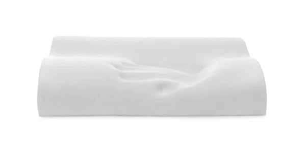 骨科记忆泡沫枕头 手印与白色隔离 — 图库照片