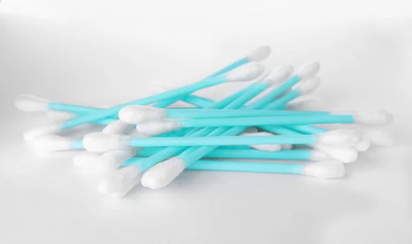 Heap Clean Cotton Buds White Background — Stock Photo, Image