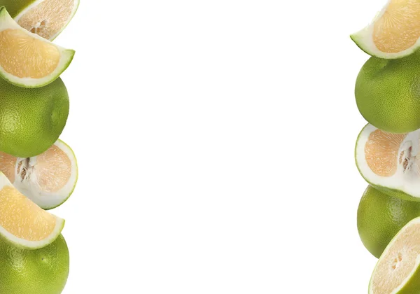 Κόψτε Και Ολόκληρα Φρέσκα Φρούτα Γλυκιά Μου Λευκό Φόντο — Φωτογραφία Αρχείου