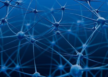 Nervous system. Biological neural network on blue background, illustration clipart