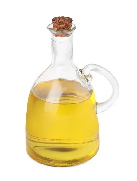 Glass Jug Cooking Oil Isolated White — Stock Photo, Image