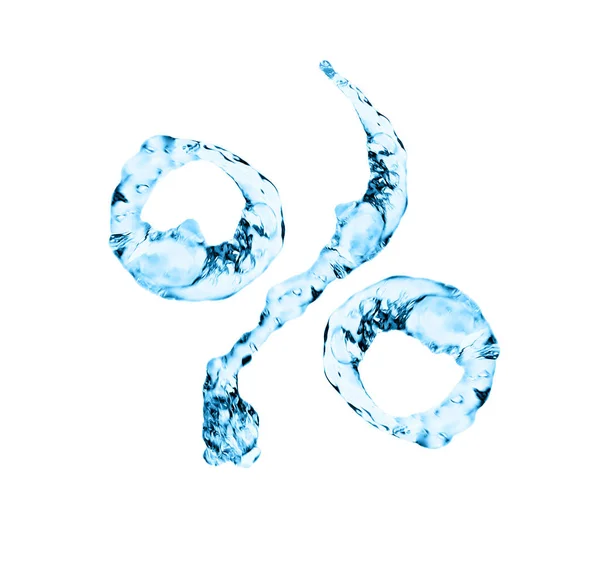 Sinal Percentual Feito Água Sobre Fundo Branco — Fotografia de Stock