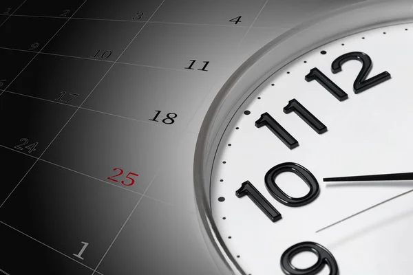 最后期限的概念 时钟和日历 拼贴设计 — 图库照片