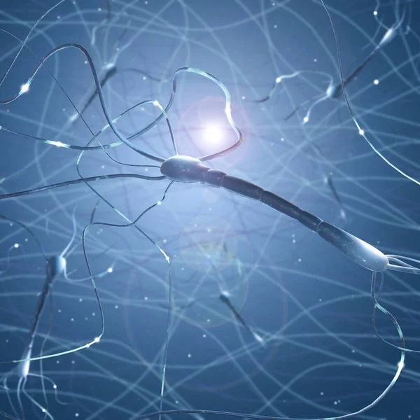 Nerve System Impulses Traveling Myelinated Axons Blue Background Illustration — Stock Photo, Image